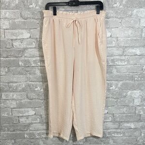 Anyhold Apricot High Waisted Wide Leg Cropped Lounge Pants